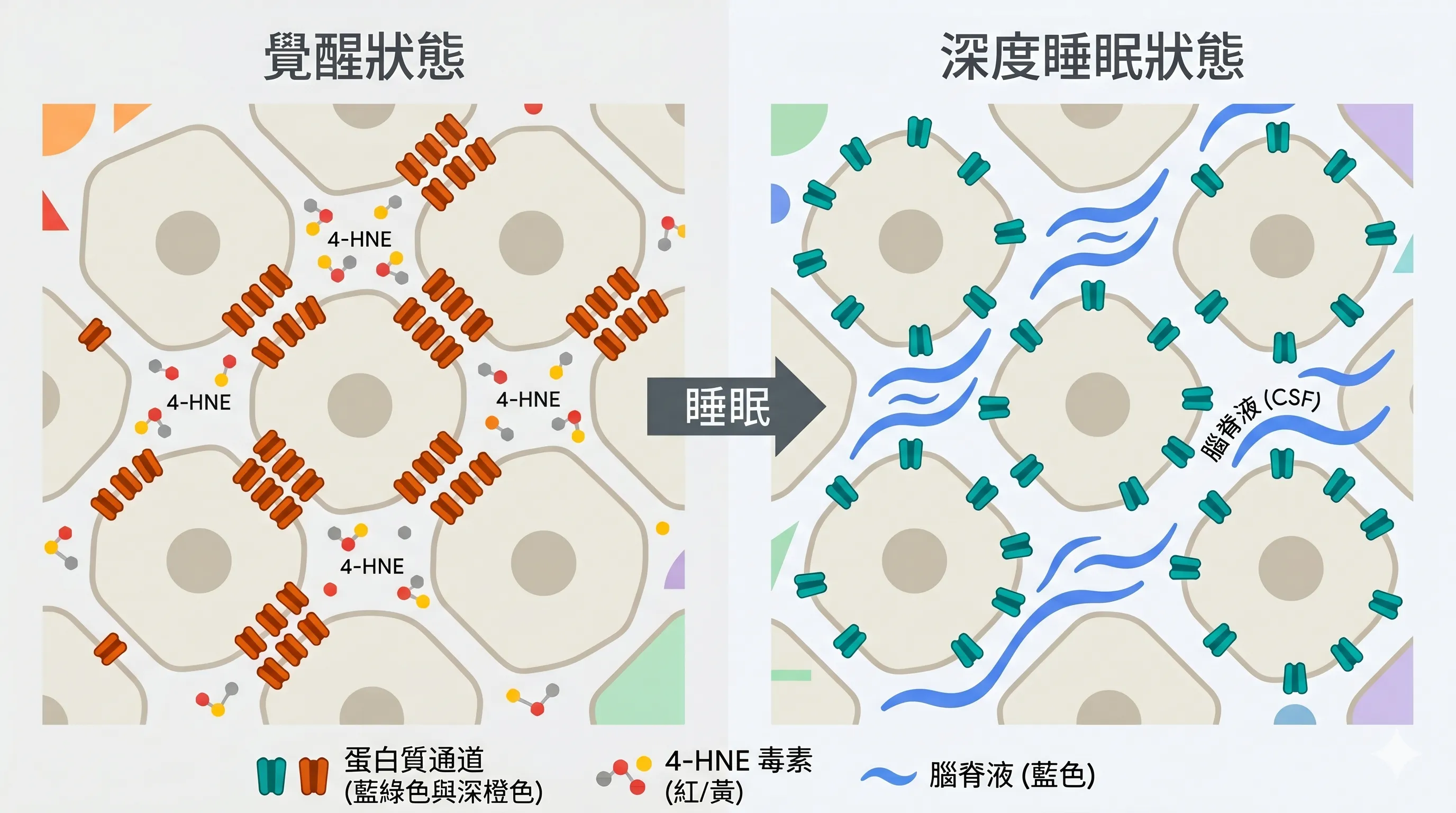 清醒時通道黏聚、睡眠時清洗還原